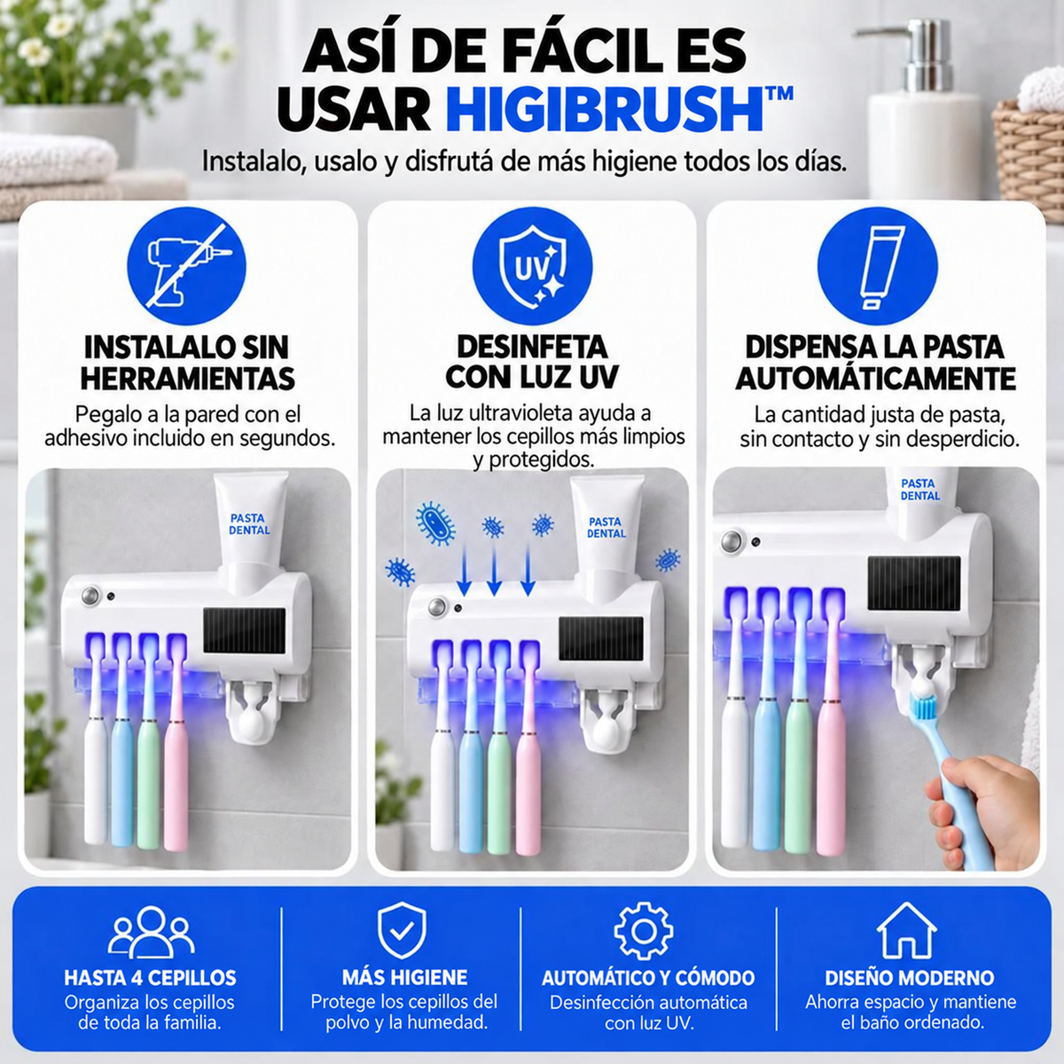El esterilizador UV que mantiene limpios los cepillos de toda la familia